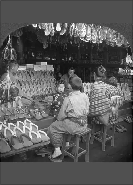 Japanese shoe shop, early 20th century. Artist: Keystone View Company