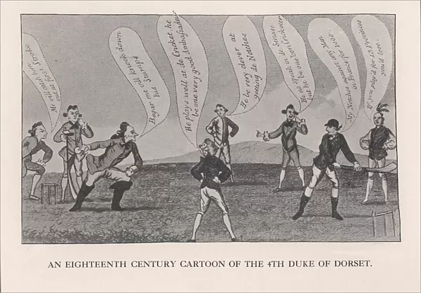 Edward Sackville (1591-1652), 4th Duke of Dorset, playing cricket, 18th century (1912)