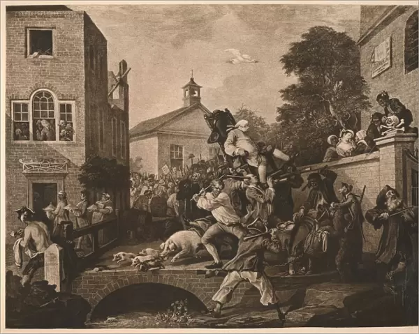Chairing the Members, Plate IV from The Humours of an Election, 1757. Artist: William Hogarth