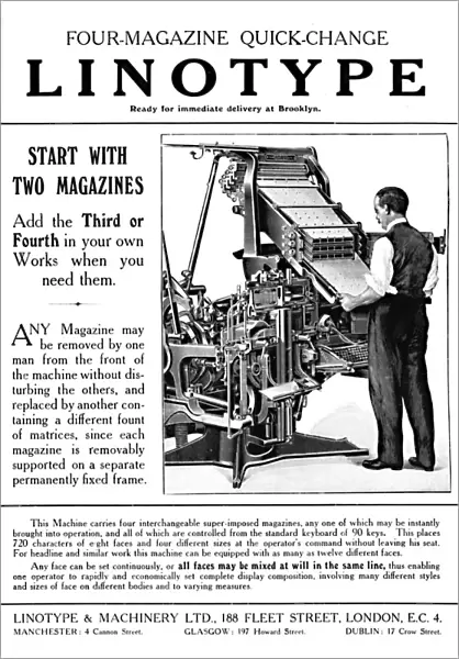 Linotype & Machinery Ltd. advert, 1919