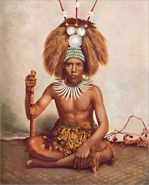 A Samoan chief in full ceremonial costume, 1902. Artist: Thomas Andrew