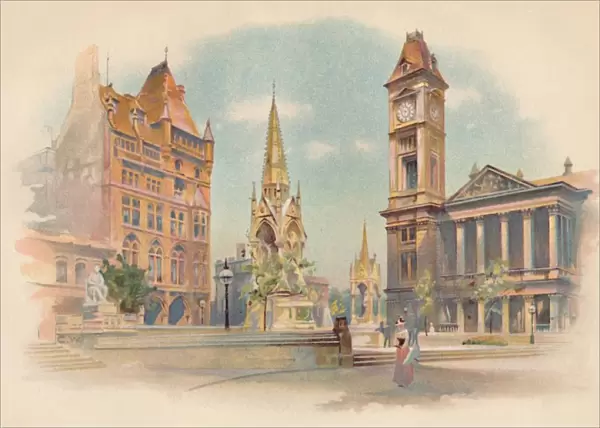 Chamberlain Square, Birmingham. Showing the High School for Girls, c1890. Artist: Charles Wilkinson