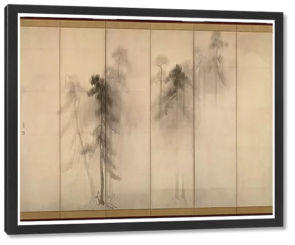 Pine Trees (Left of a pair of six-section folding screens), 16th century. Artist: Hasegawa, Tohaku (1539-1610)