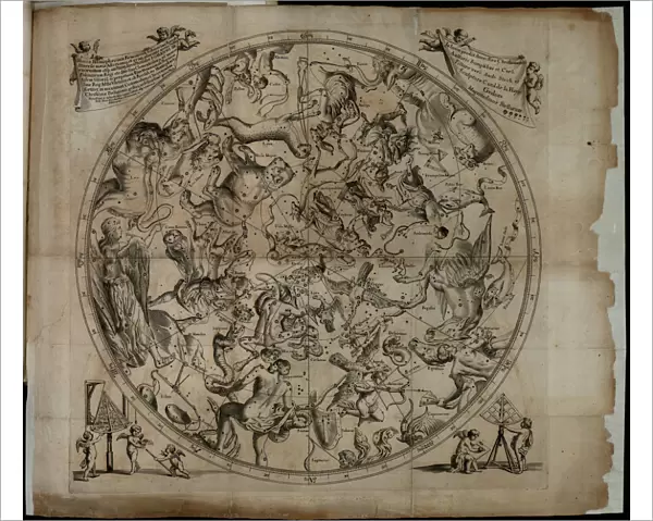 Table of the constellation of the Northern Hemisphere (Firmamentum Sobiescianumsive Uranographia). Artist: Hevelius, Johannes (1611-1687)