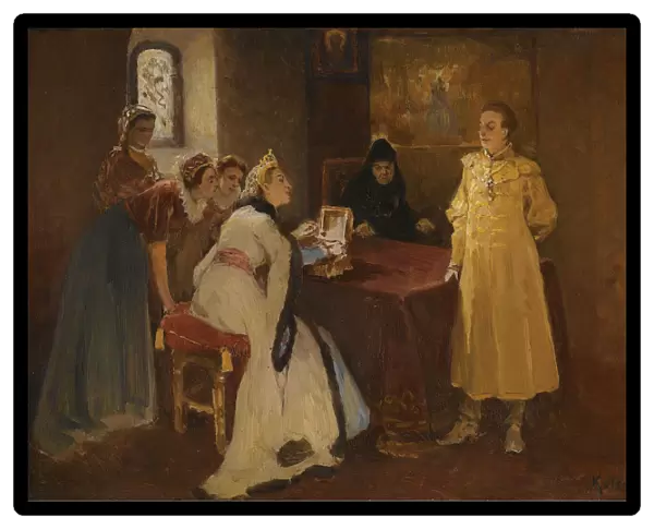 Xenia Godunova and False Dmitry. Artist: Lebedev, Klavdi Vasilyevich (1852-1916)