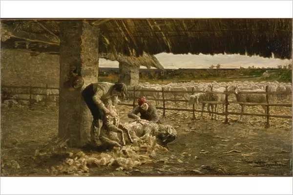 The Sheepshearing, 1883-1884. Artist: Segantini, Giovanni (1858-1899)