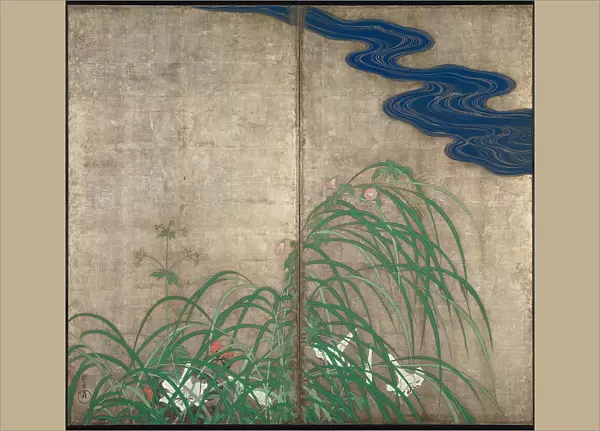Summer and autumn flower plants. (Part of the pair of two-fold screens). Artist: Hoitsu, Sakai (1761-1828)