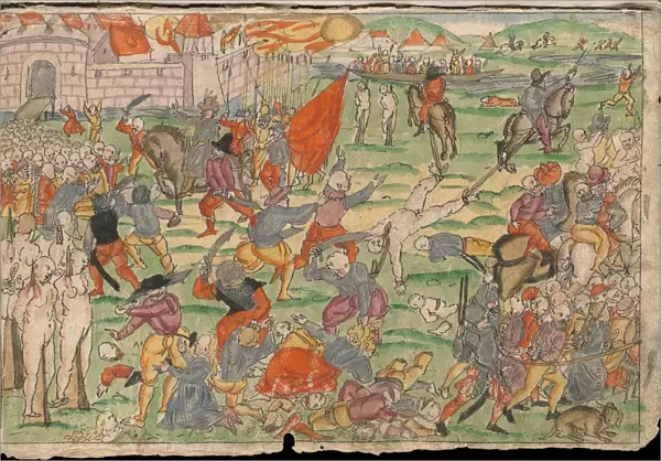 Russian atrocities in Livonia on July and August 1577. From Johann Jakob Wicks Sammlung von Nachric Artist: Anonymous