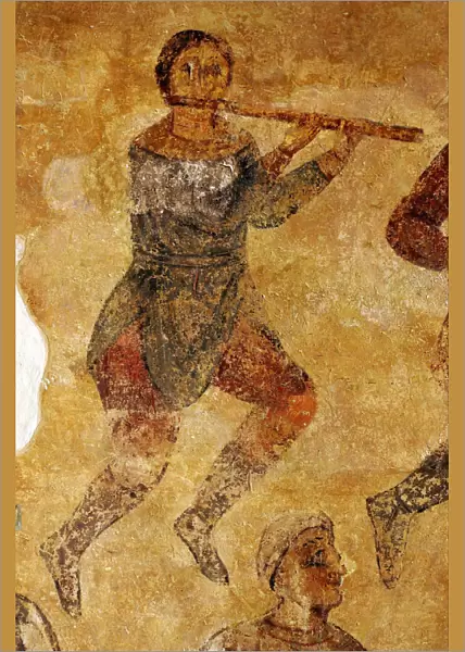 Musicians and acrobats (detail). Artist: Ancient Russian frescos