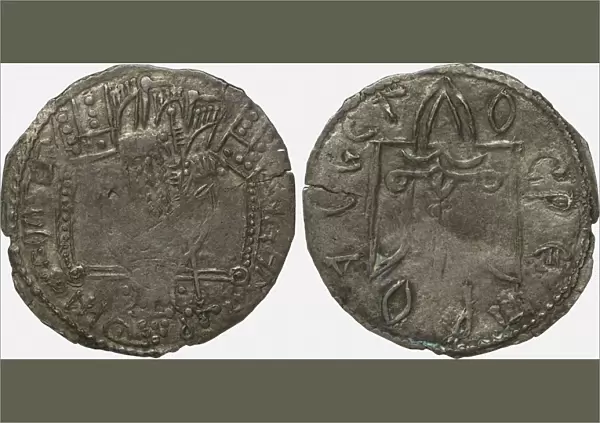 Coin (Srebrennik) of Grand Duke Vladimir Svyatoslavich (Reverse: Symbol of Rurikids), 980-1015. Artist: Numismatic, Russian coins