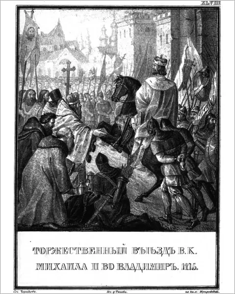 Arrival of Mikhail II Yuryevich in Vladimir. 1175 (From Illustrated Karamzin), 1836. Artist: Chorikov, Boris Artemyevich (1802-1866)