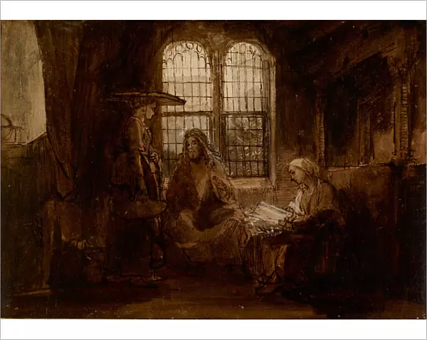 Christ Conversing with Martha and Mary, ca 1652. Artist: Rembrandt van Rhijn (1606-1669)