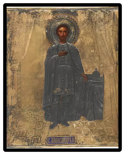 Saint Grand Prince Alexander Nevsky, 19th century. Artist: Russian icon