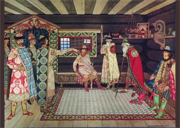 Meeting of the Kyivan Princes, 1907. Artist: Bilibin, Ivan Yakovlevich (1876-1942)