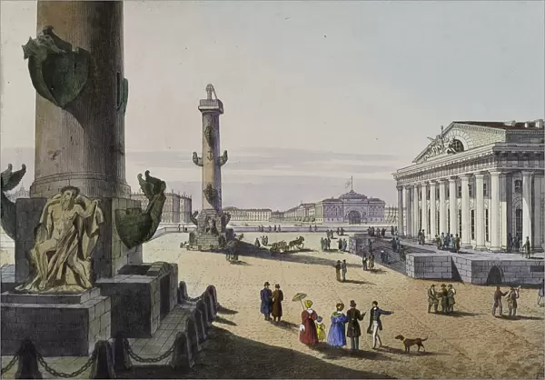 Stock exchange and Admirality in St. Petersburg, First half of the 19th cent Artist: Beggrov, Karl Petrovich (1799-1875)