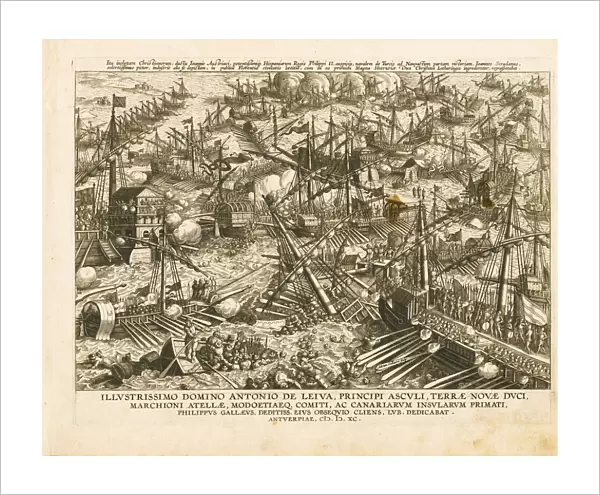 The Battle of Lepanto on 7 October 1571, ca 1578. Artist: Stradanus (Straet, van der), Johannes (1523-1605)