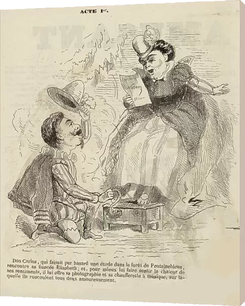 Caricature to the Opera Don Carlos by Giuseppe Verdi. Paris, Theatre de l Opera-Le Peletier, 11. 03. 1