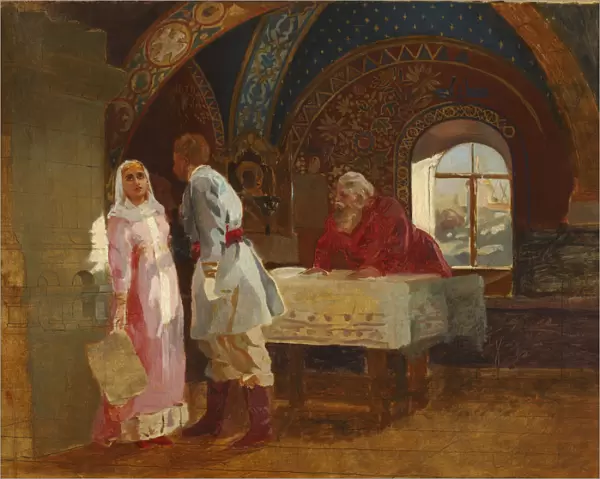 The Kiss Ceremony. Boyar Morozov, his Wife Yelena and Prince Serebrenni, 1882
