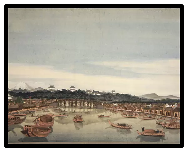 Nihonbashi in Edo and the Fuji in the background, 1823-1829