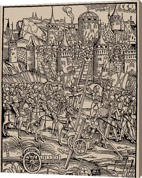 Siege of a city in the 15th century. From the Strasbourg Vergil by Johann Grieninger, 1502