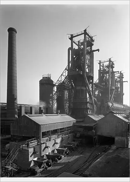 Molten steel being poured into rail trucks at the Stanton Steelworks, Ilkeston, Derbyshire, 1962