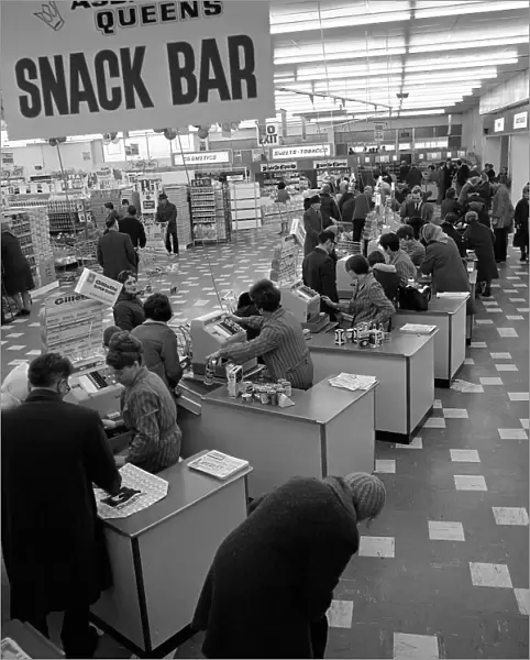 The check-out area of the ASDA supermarket in Rotherham, South Yorkshire, 1969. Artist