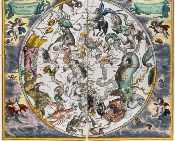 Map of the celestial Southern Hemisphere, 1660-1661. Artist: Andreas Cellarius