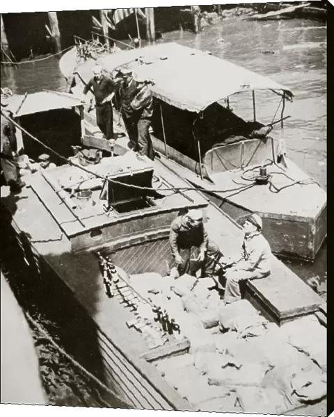 A rum-running boat caught smuggling in 2000 bottles, USA, 1920s