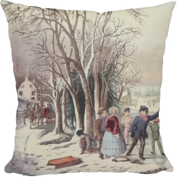 Winter Pastime, pub. 1855, Currier & Ives (Colour Lithograph)