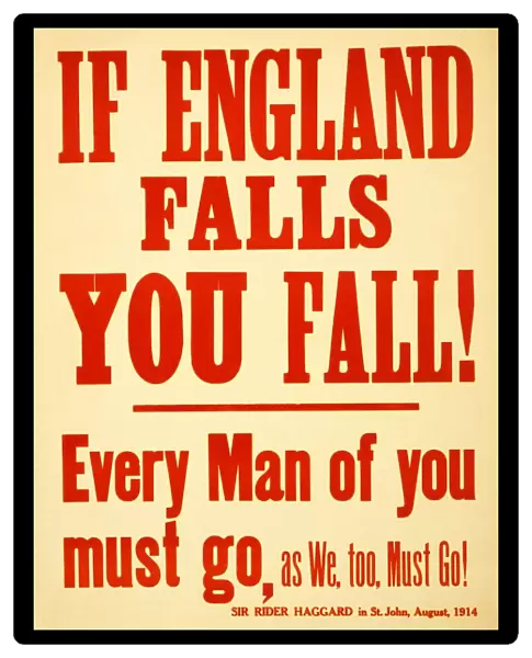 WW1 Recruitment Poster If England Falls you Fall!, 1915