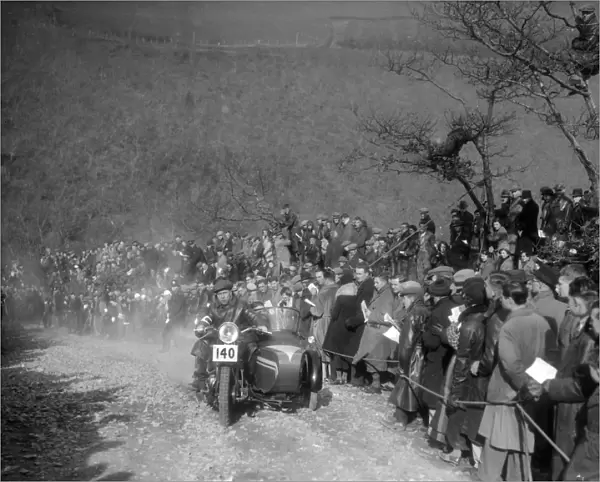 748 cc BSA and sidecar of HJ Finden at the MCC Lands End Trial, Beggars Roost, Devon, 1936