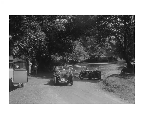 Singer Le Mans and MG D type at the Mid Surrey AC Barnstaple Trial, Tarr Steps, Exmoor, 1934