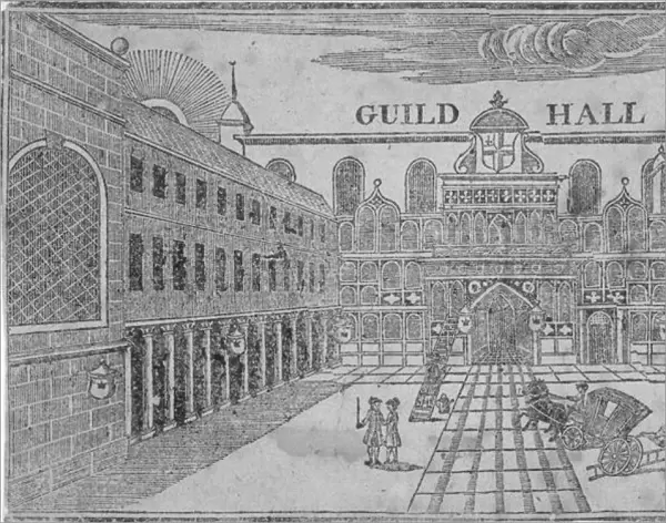 Front view of the Guildhall, looking north, City of London, 1750