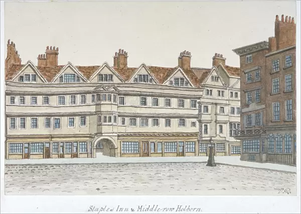 View of Staple Inn and the buildings of Middle Row in the centre of Holborn, London, 1850