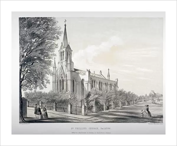 St Philips Church, Dalston, Hackney, London, c1850. Artist: CJ Greenwood