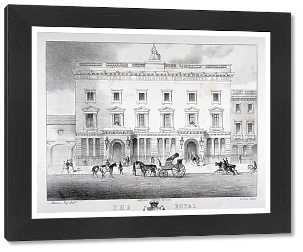 View of Regent Street Polytechnic with horse-drawn vehicles in front, London, c1840