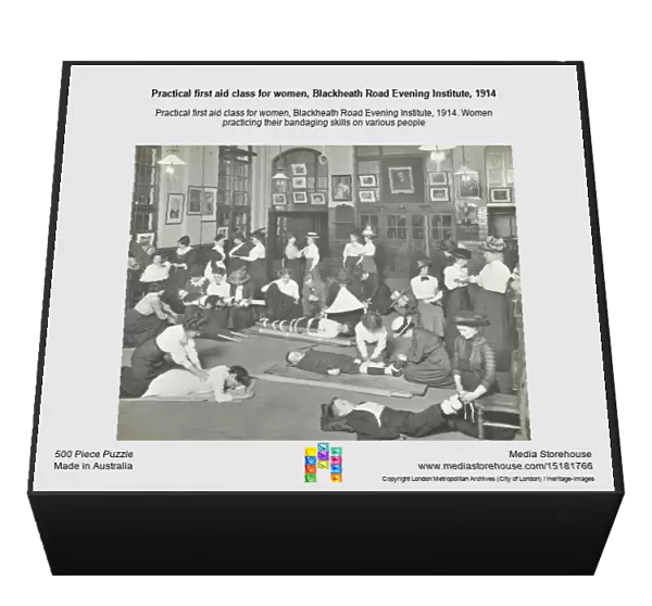 Practical first aid class for women, Blackheath Road Evening Institute, 1914