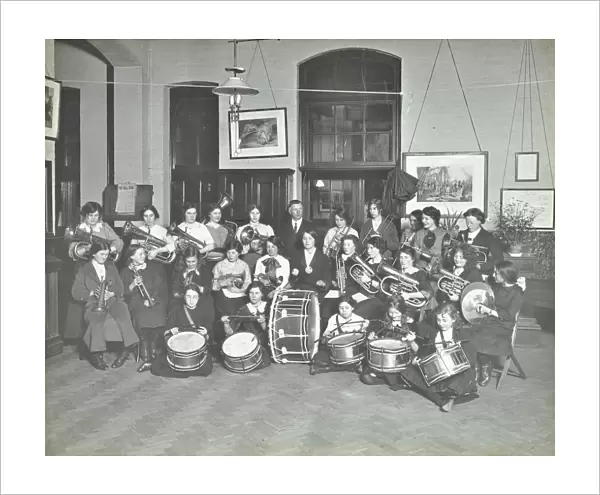 Womens brass band, Cosway Street Evening Institute for Women, London, 1914