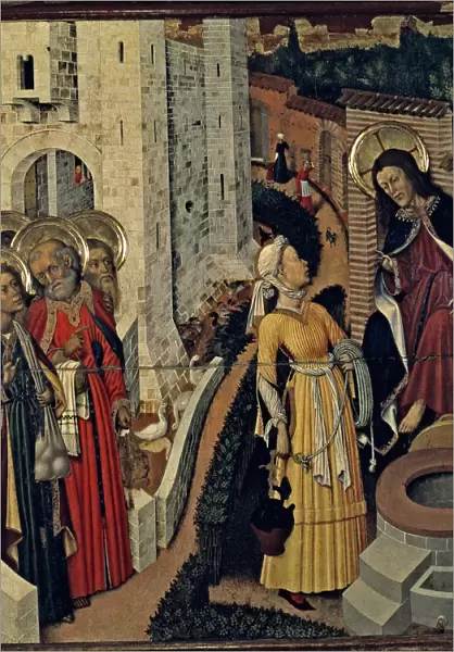 Altarpiece of the Transfiguration. Jesus and the Samaritan woman in the Table of the predella