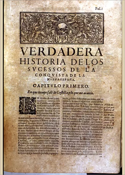 Front page of the book Historia verdadera de la conquista de la Nueva Espana