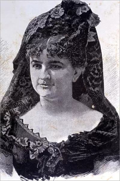 Emilia Pardo Bazan (1851-1921), Galician writer at the age of 30 years, engraving