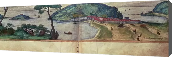 View of the city of San Sebastian. Engraving in Civitates Orbis Terrarum, 1576