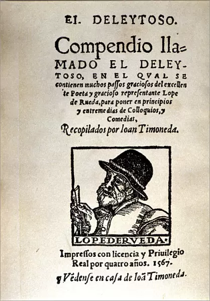 Cover of the edition of El deleytoso by Lope de Rueda, printed in Valencia, 1567 by Joan Timoneda