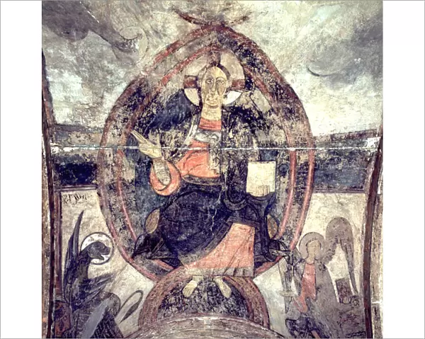 Pantocrator in the central dome of the Church of San Vincente de Cardona (Barcelona)