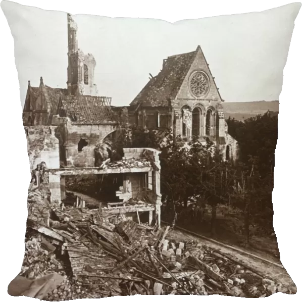 Ruined church, Vauxaillon, northern France, c1914-c1918