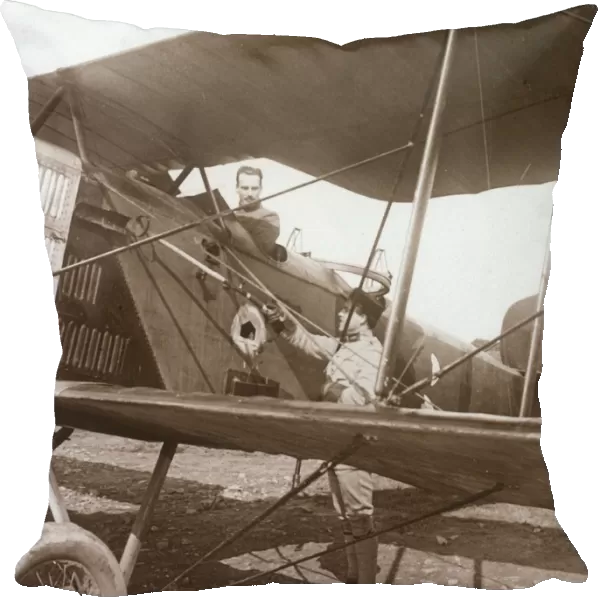 Pilot in biplane, c1914-c1918