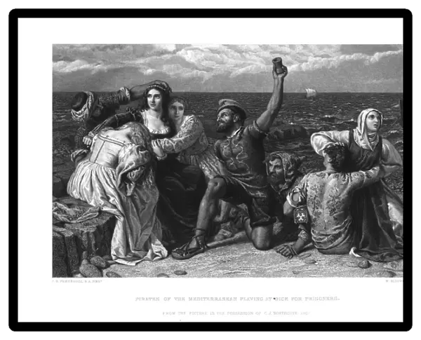Pirates of the Mediterranean Playing at Dice for Prisoners. c1869. Artist: W Ridgway