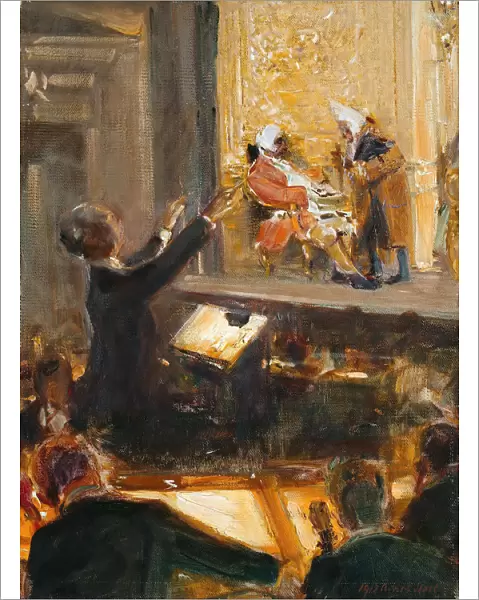 Ernst Edler von Schuch conducts the Rosenkavalier by Richard Strauss, 1912. Creator: Sterl