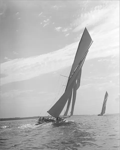 The towering sails of the 15 Metre yacht Istria sailing close-hauled, 1911. Creator