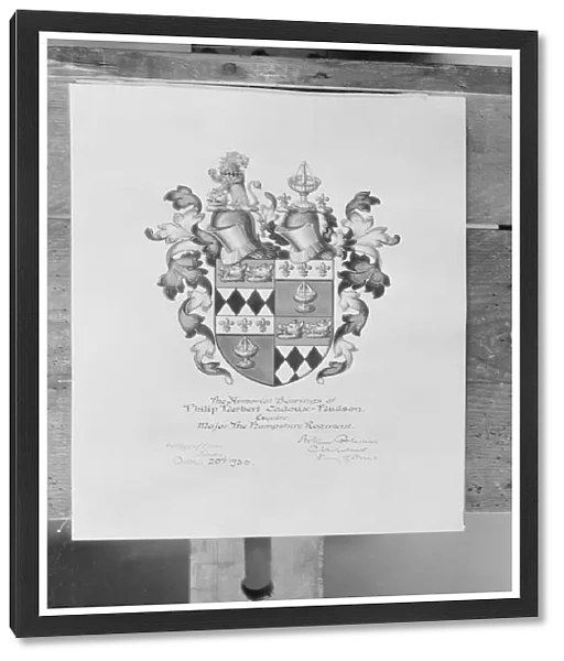 The Armorial Bearings of Major Hudson, c1930. Creator: Kirk & Sons of Cowes